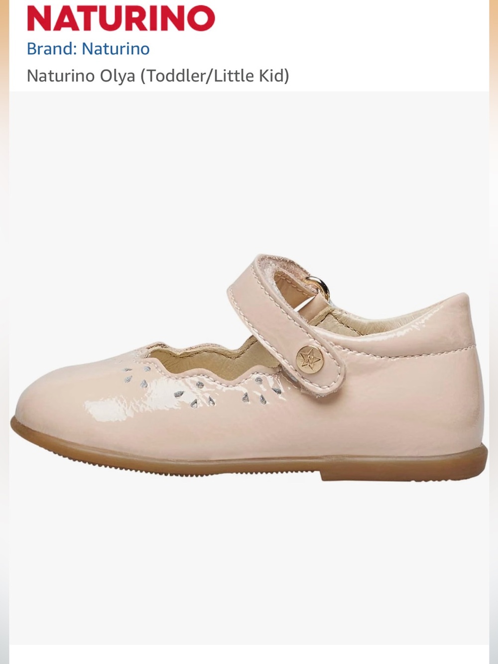 Naturino Pale Pink Patent Mary Jane with Scalloped Cutouts
